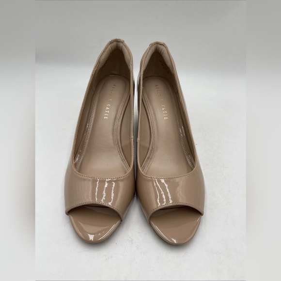 Kelly & Katie Shoes - Kelly & Katie Nude Patent Peep Toe Heels